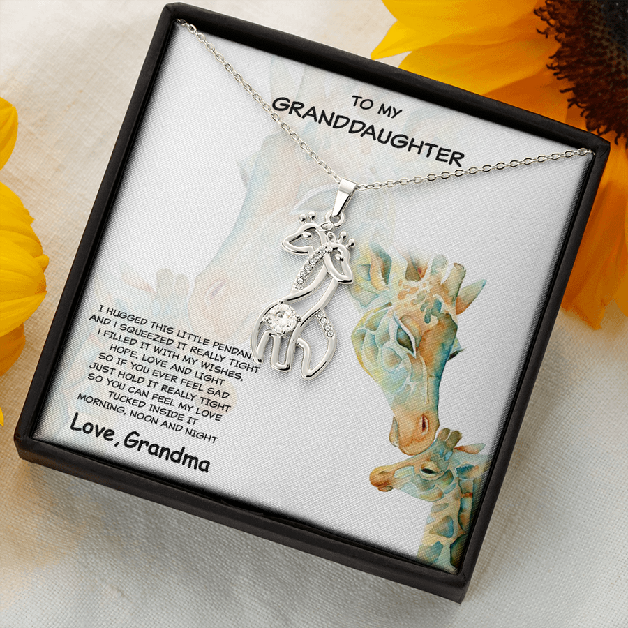 Granddaughter Giraffe Pendant Necklace Hugs from Grandma