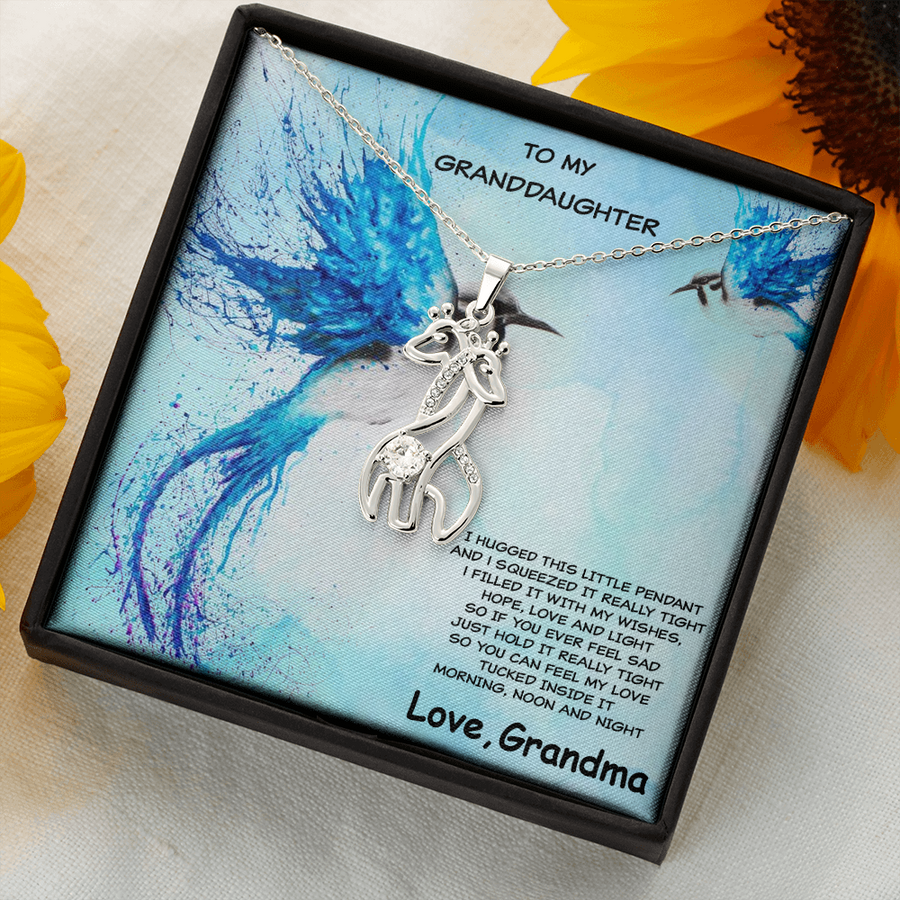 Granddaughter Giraffe Pendant Necklace Message Card Gift Box