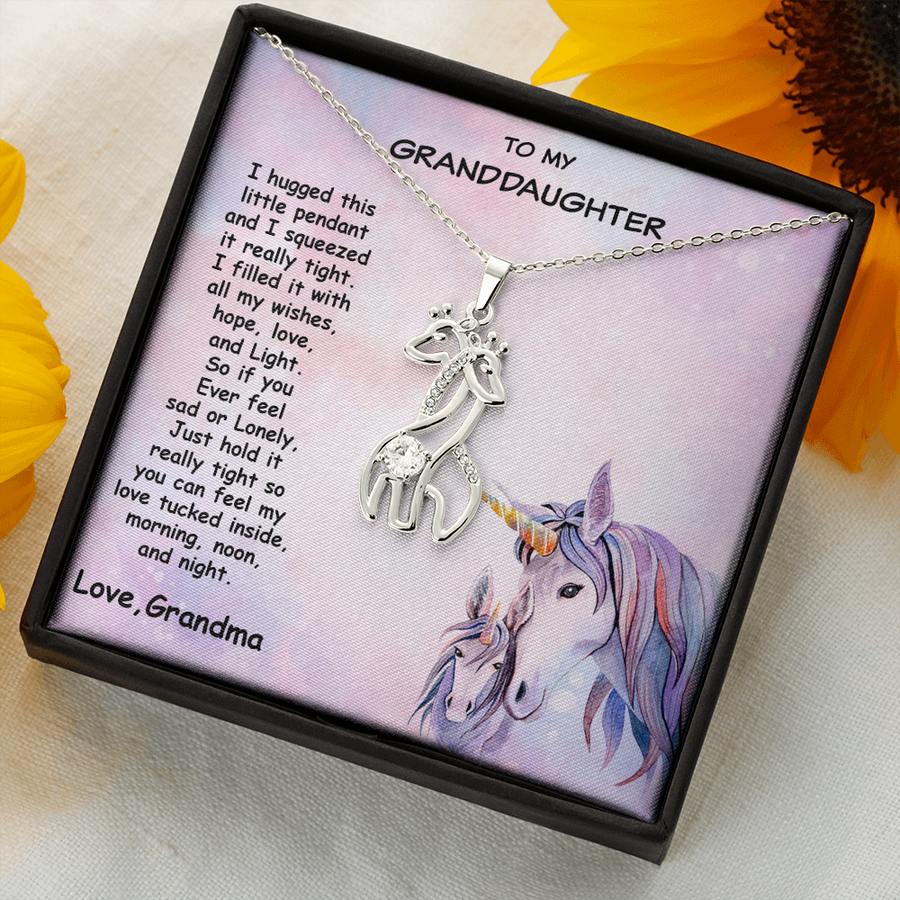 Granddaughter Giraffe Necklace Unicorn Message Card Gift Box