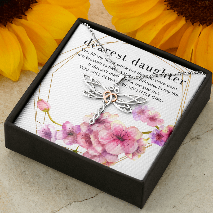 Dearest Daughter Garden Dragonfly Pendant Necklace