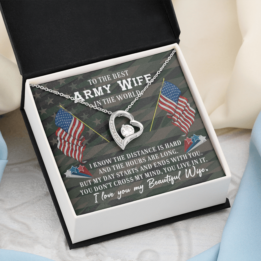 Forever Love Necklace, To The Best Army Wife In The World Necklace Gift, Anniversary Gift, Gifts for Her, Christmas Gift for Wife, Birthday Gift, Gift for Wife