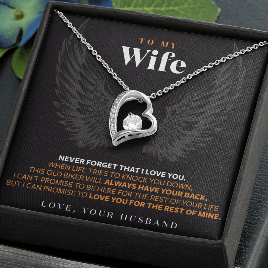 To My Wife - This Biker Always Has Your Back - Forever Love Necklace Message Card