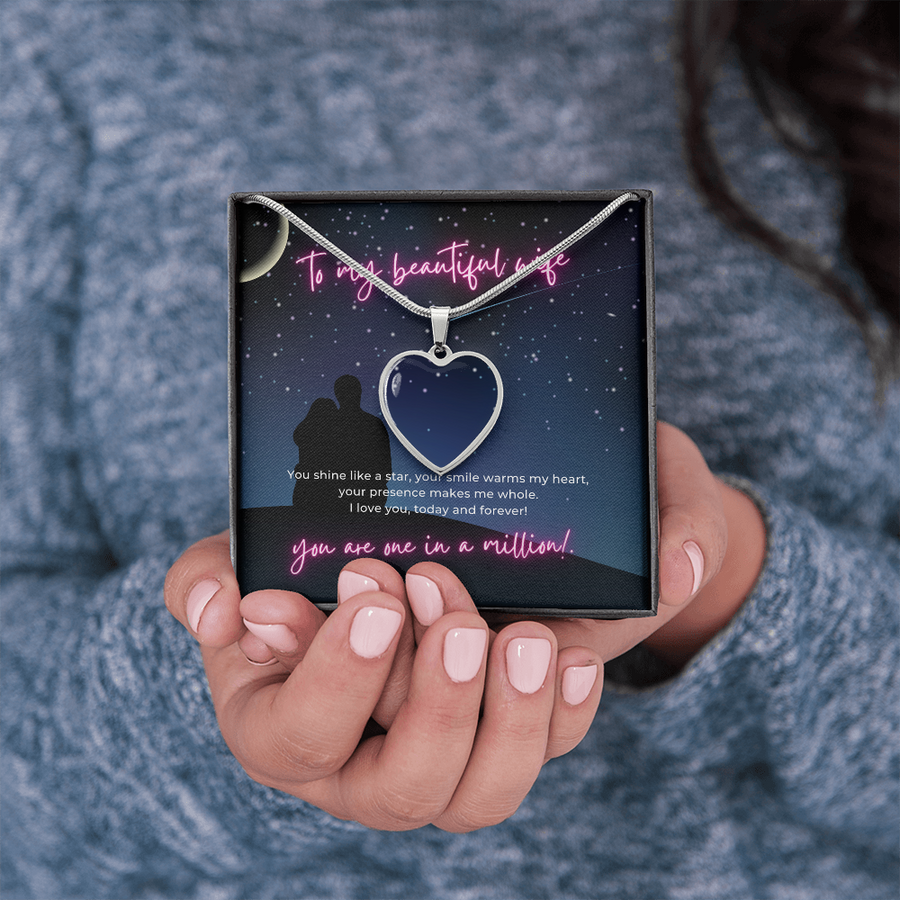 Today and Forever Custom Photo Heart Pendant Necklace for Beautiful Wife