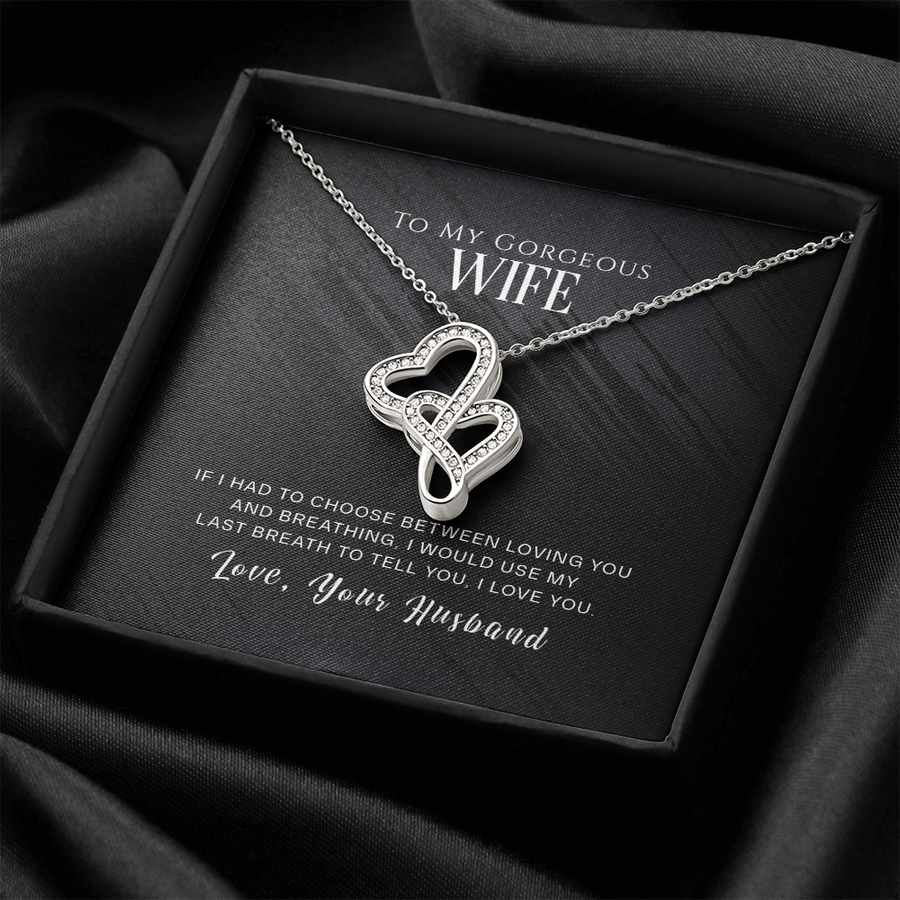 Double Hearts Necklace, To My Wife Necklace Gift, Anniversary Gift, Gifts for Her, Christmas Gift for Wife, Birthday Gift, Gift for Wife