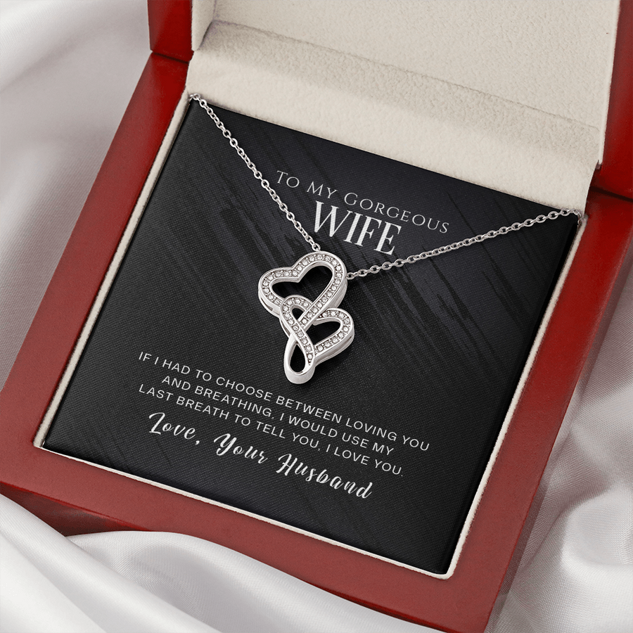 Double Hearts Necklace, To My Wife Necklace Gift, Anniversary Gift, Gifts for Her, Christmas Gift for Wife, Birthday Gift, Gift for Wife