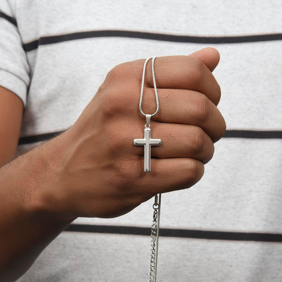 Personalized Be Myself Around Stainless Steel Cross Necklace Engraved Perfect Anniversary Gift for Husband