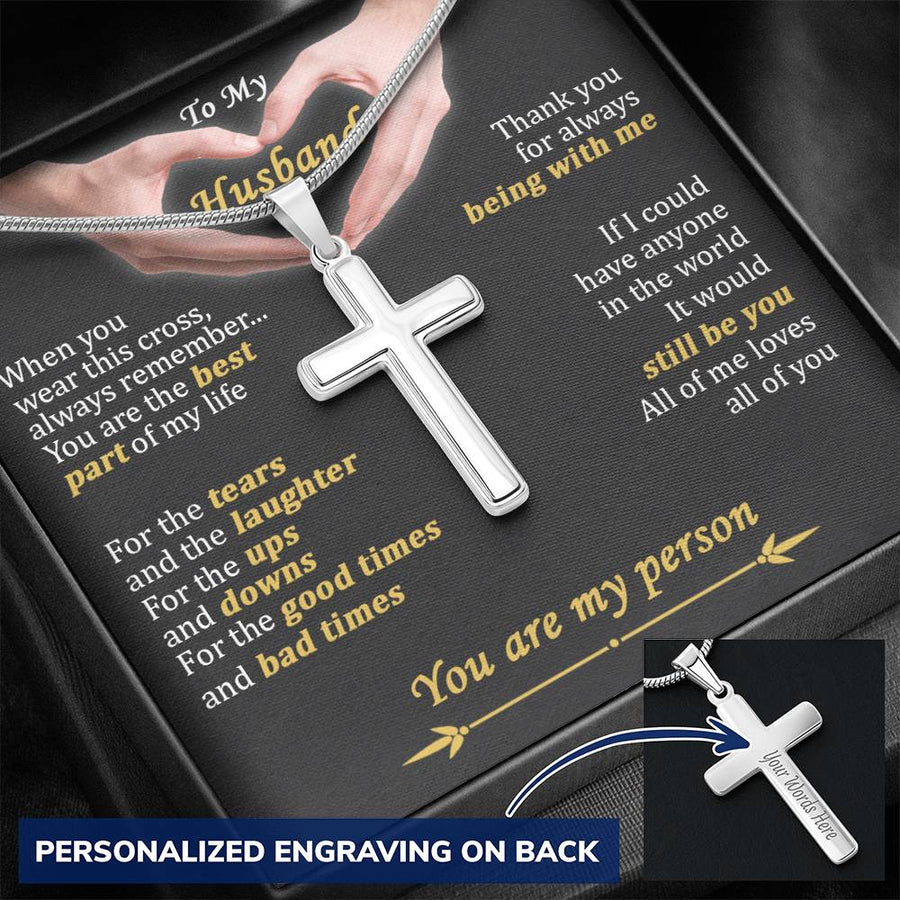 Personalized Best Part of Life Stainless Steel Cross Necklace Engraved Perfect Anniversary Gift for Husband