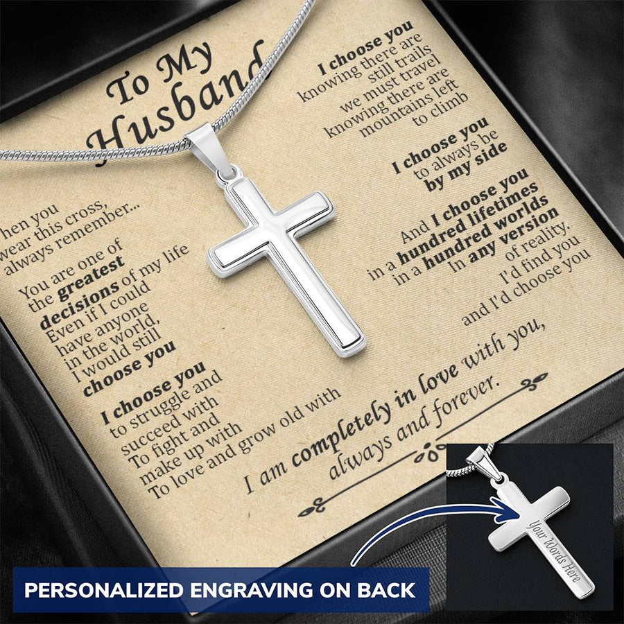 Personalized Greatest Day Together Forever Stainless Steel Cross Necklace Engraved Perfect Anniversary Gift for Husband
