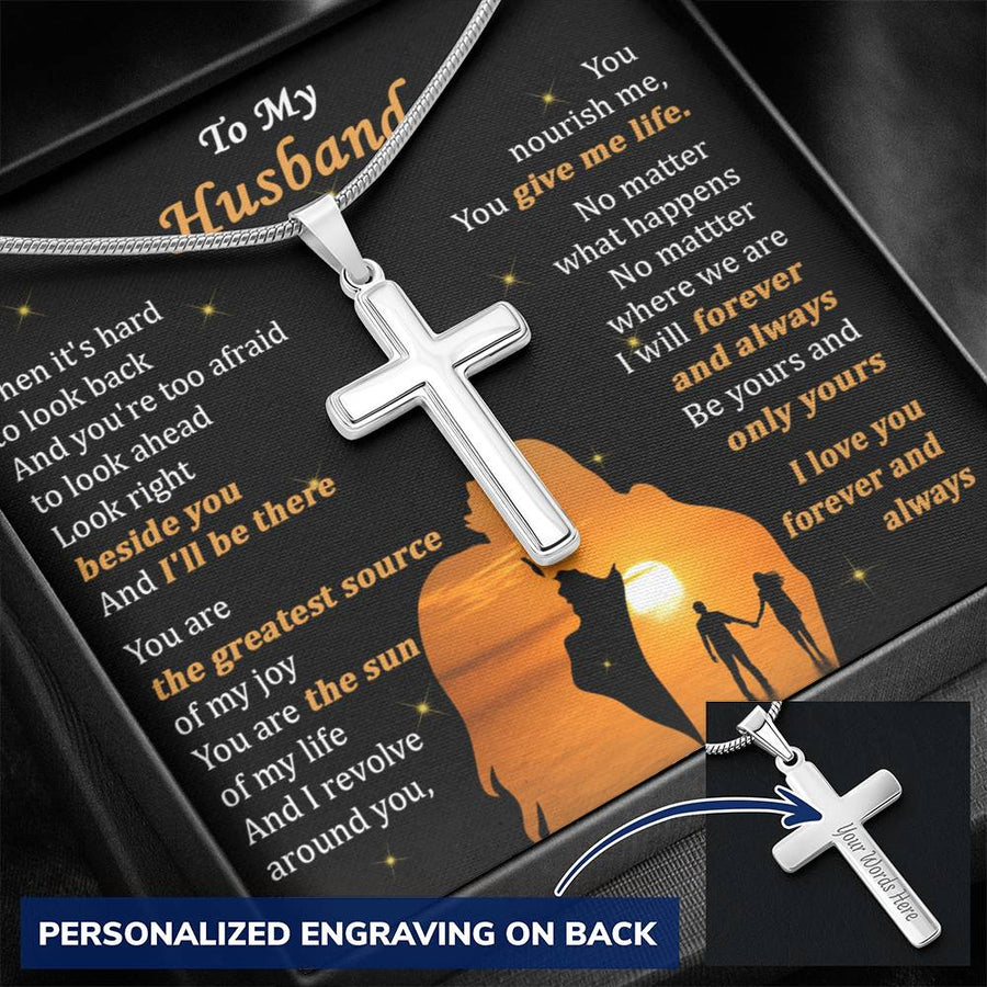 Personalized Give Me Life Stainless Steel Cross Necklace Engraved Perfect Anniversary Gift for Husband