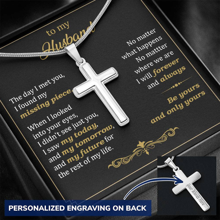 Personalized Only Yours Stainless Steel Cross Necklace Engraved Perfect Anniversary Gift for Husband