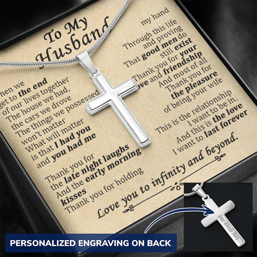 Personalized I Had You You Had Me Stainless Steel Cross Necklace Engraved Perfect Anniversary Gift for Husband