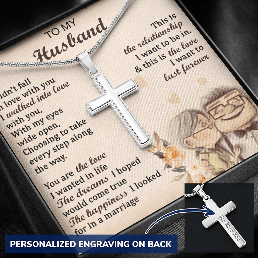 Personalized This Is the Relationship I Want to Last Forever Stainless Steel Cross Necklace Engraved Perfect Anniversary Gift for Husband