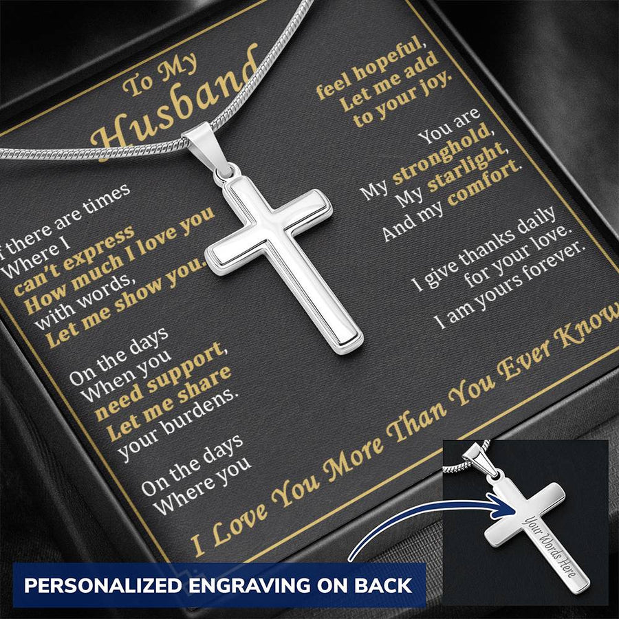 Personalized Let Me Show You My Stronghold Stainless Steel Cross Necklace Engraved Beautiful Anniversary Gift for Husband