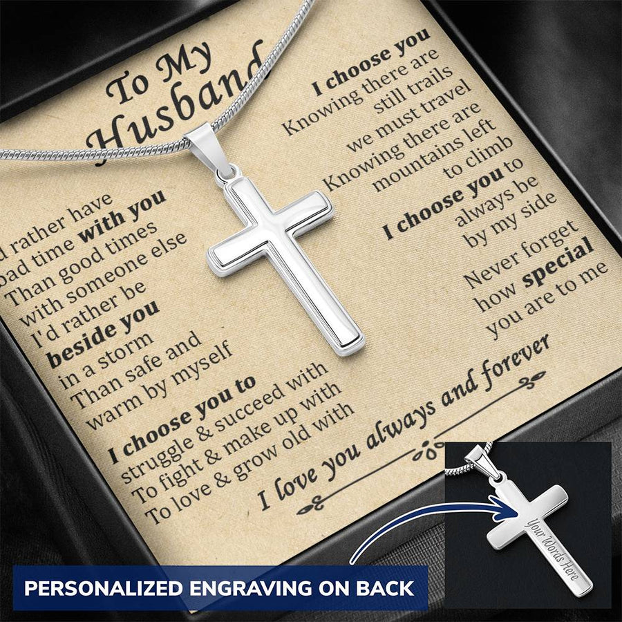 Personalized How Special You Are Stainless Steel Cross Necklace Engraved Perfect Anniversary Gift for Husband