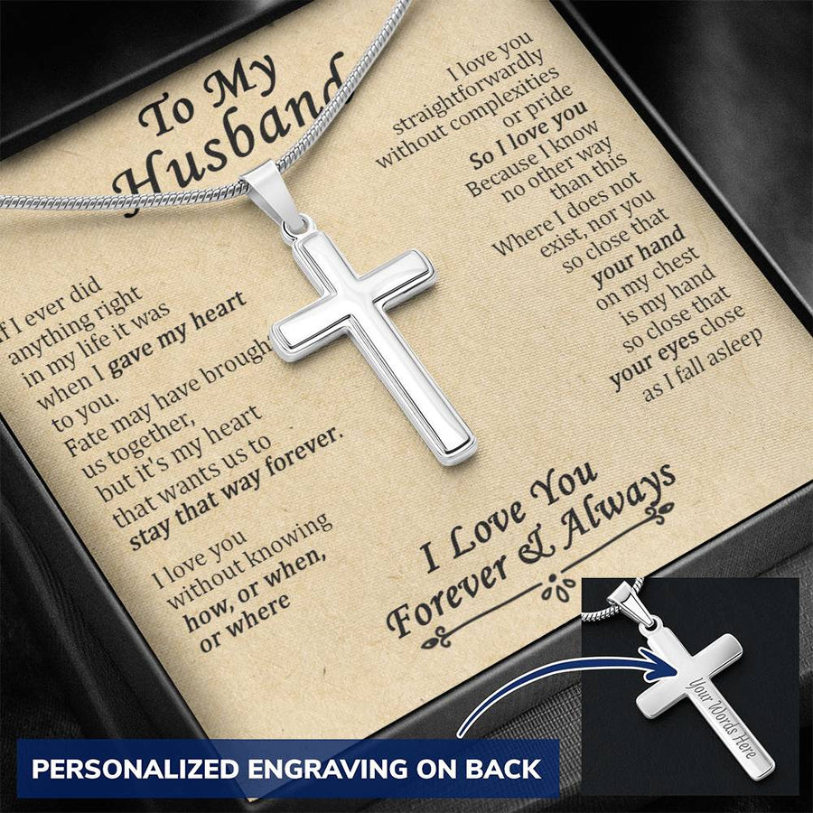 Personalized So I Love You Because I Know No Other Way Than This Stainless Steel Cross Necklace Engraved Perfect Anniversary Gift for Husband