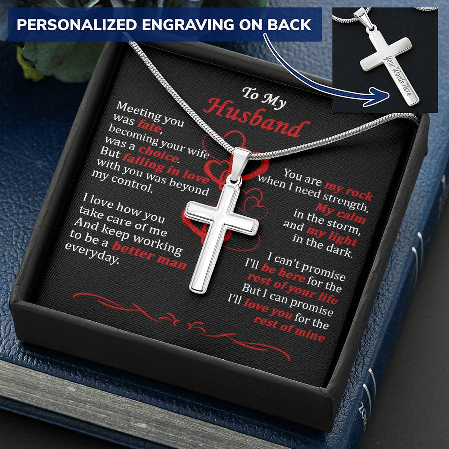 Personalized Better Man Everyday Stainless Steel Cross Necklace Engraved Perfect Anniversary Gift for Husband