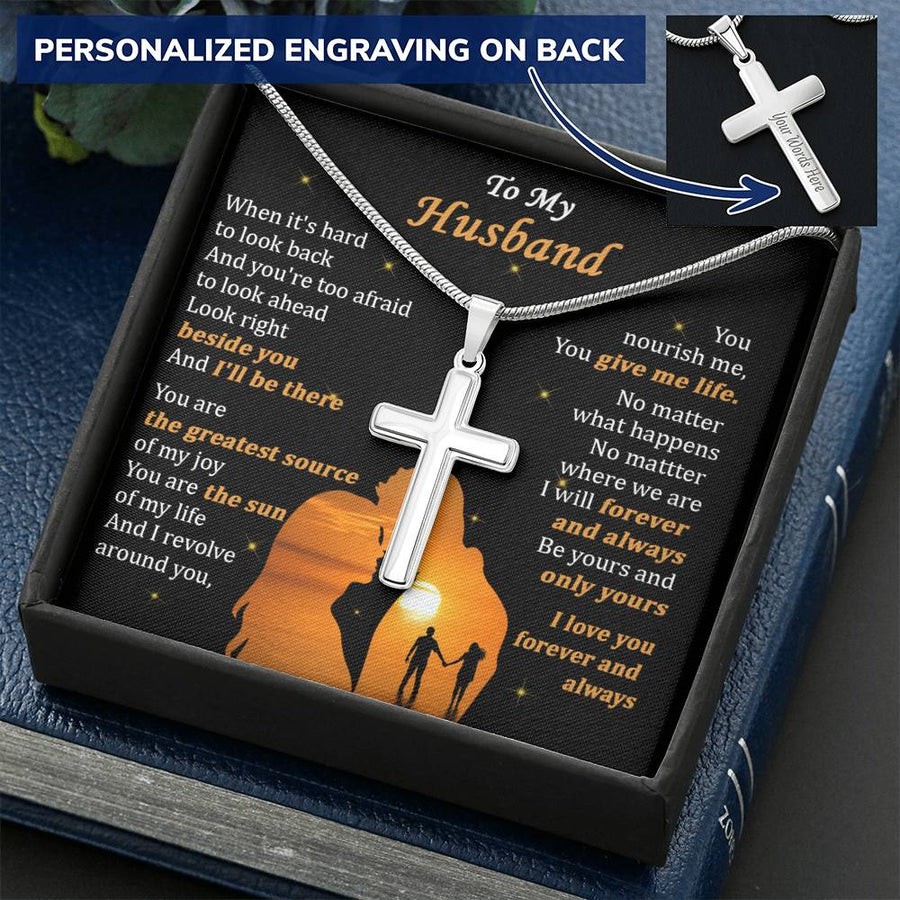 Personalized Give Me Life Stainless Steel Cross Necklace Engraved Perfect Anniversary Gift for Husband