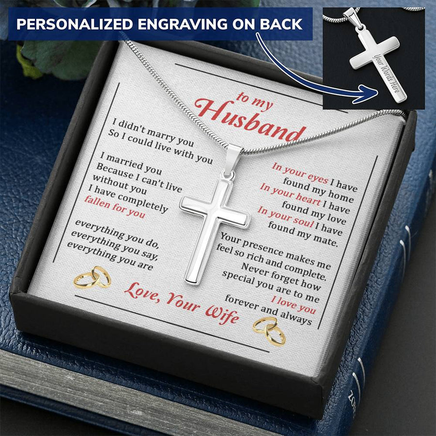 Personalized My Home Love Mate Stainless Steel Cross Necklace Engraved Perfect Anniversary Gift for Husband