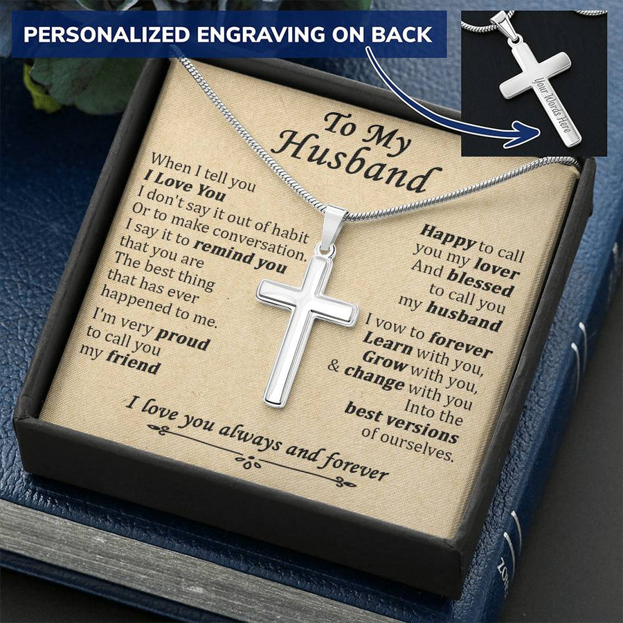 Personalized My Lover Friend Stainless Steel Cross Necklace Engraved Perfect Anniversary Gift for Husband