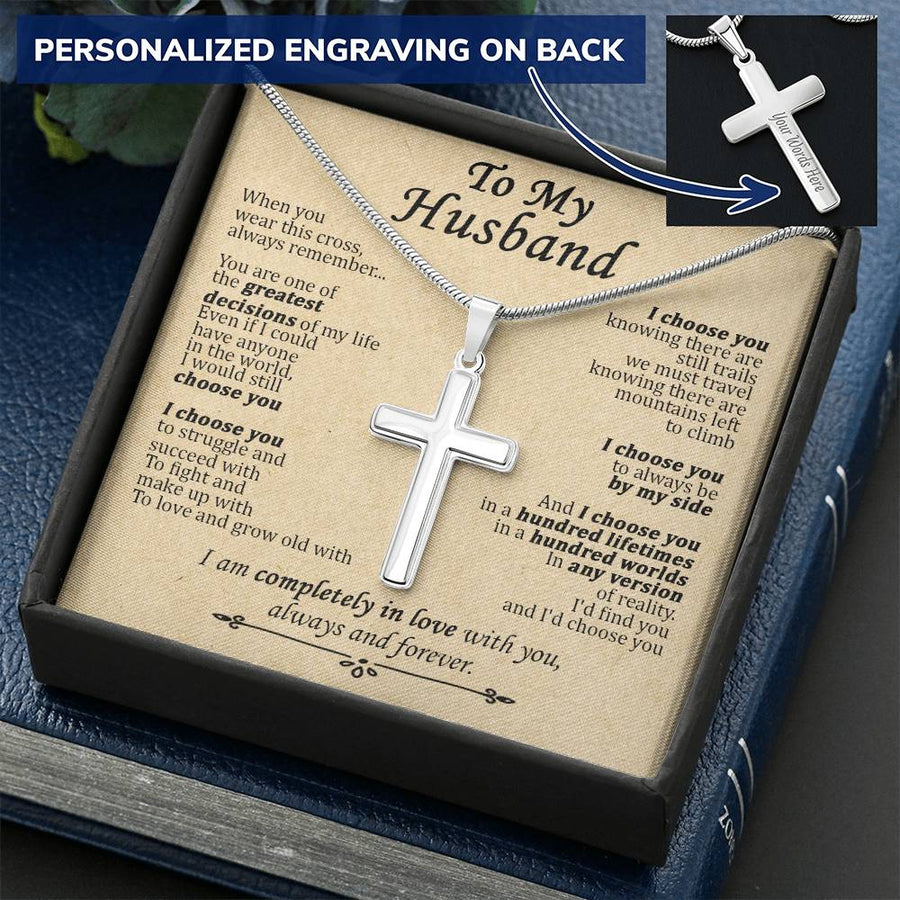 Personalized Greatest Day Together Forever Stainless Steel Cross Necklace Engraved Perfect Anniversary Gift for Husband