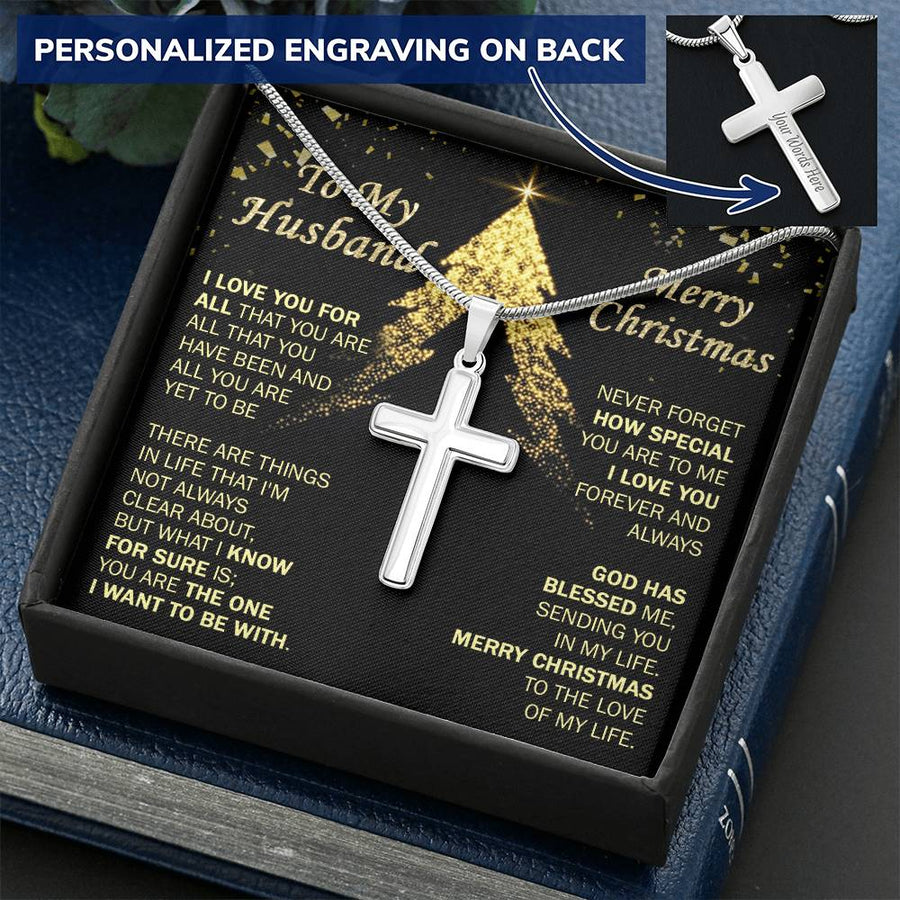 Personalized You Are All That You Have Been and All You Are Yet to Be Stainless Steel Cross Necklace Engraved Perfect Christmas Gift for Husband