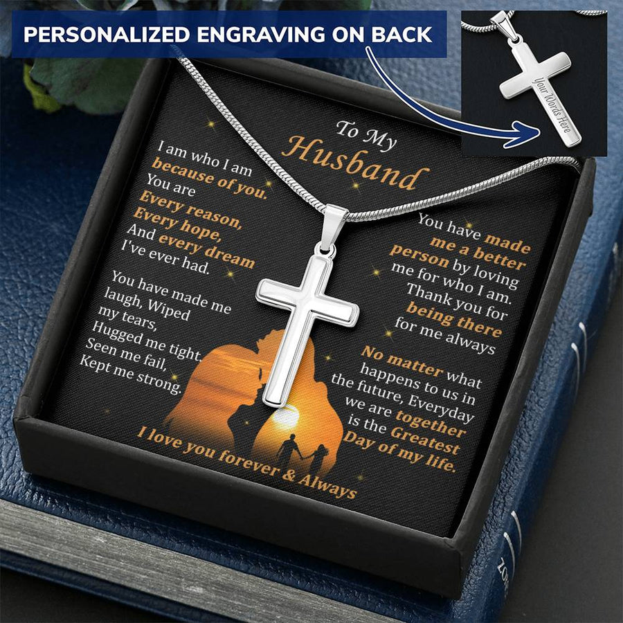 Personalized Every Reason Hope Dream Stainless Steel Cross Necklace Engraved Perfect Anniversary Gift for Husband