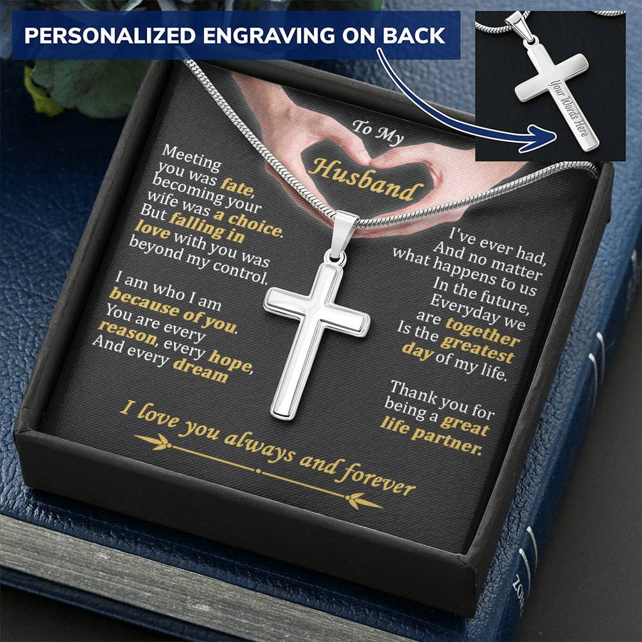 Personalized Everyday We Are Together Is the Greatest Day Stainless Steel Cross Necklace Engraved Perfect Anniversary Gift for Husband