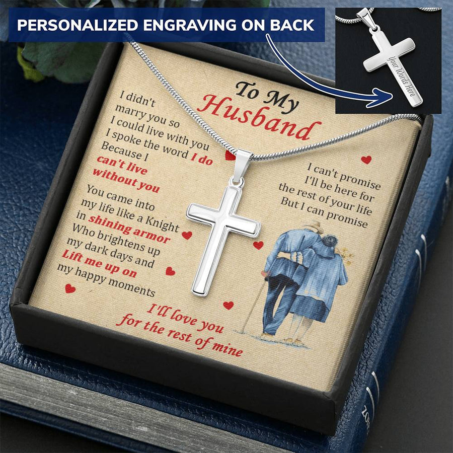 Personalized I'll Love You for the Rest of Mine Stainless Steel Cross Necklace Engraved Perfect Anniversary Gift for Husband