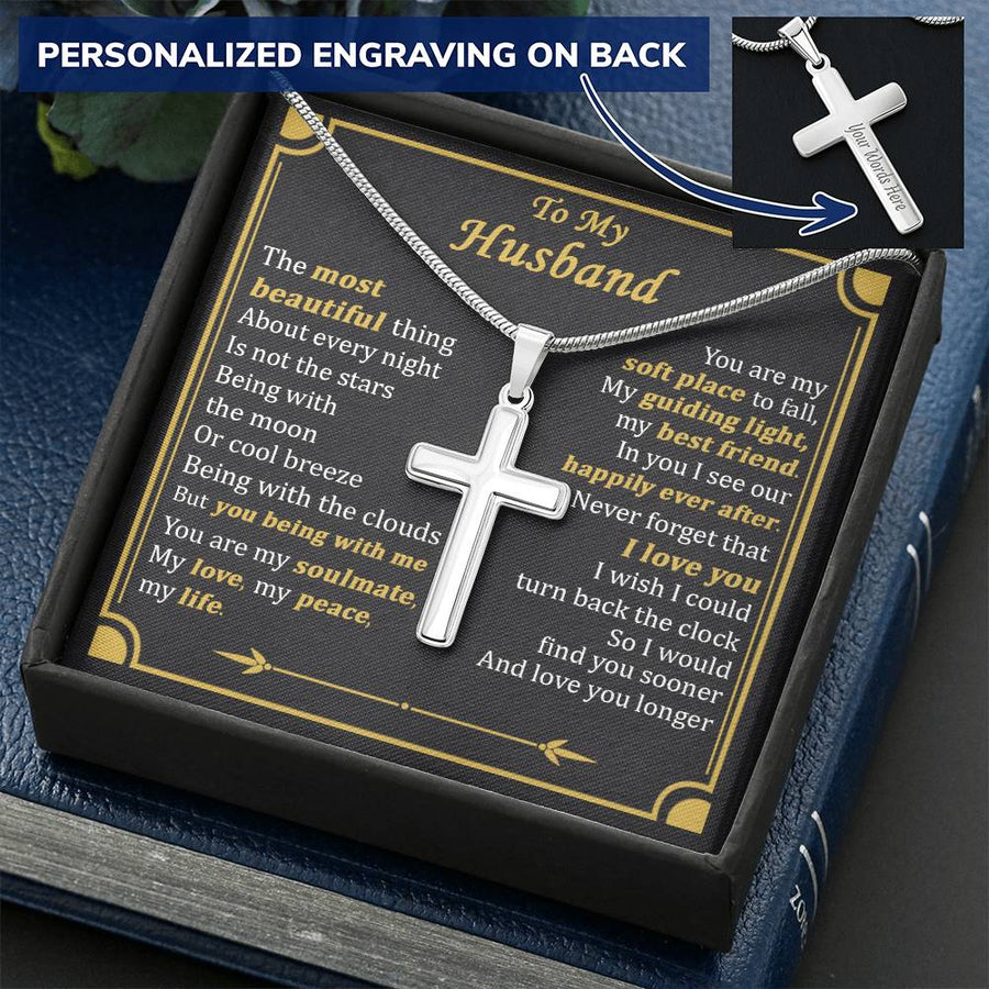 Personalized You Being With Me Stainless Steel Cross Necklace Engraved Perfect Anniversary Gift for Husband