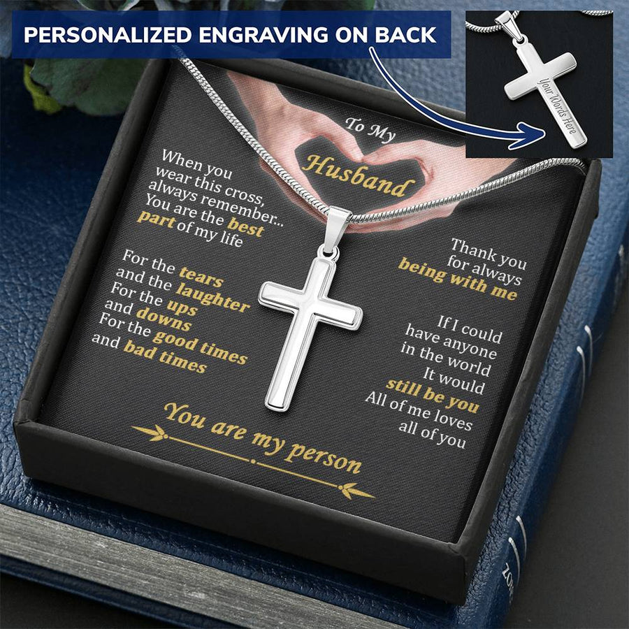 Personalized Best Part of Life Stainless Steel Cross Necklace Engraved Perfect Anniversary Gift for Husband