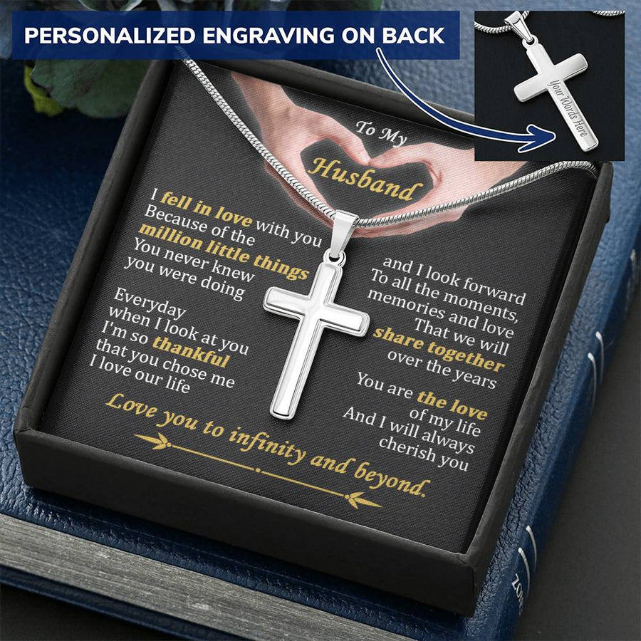 Personalized Million Little Things Stainless Steel Cross Necklace Engraved Perfect Anniversary Gift for Husband