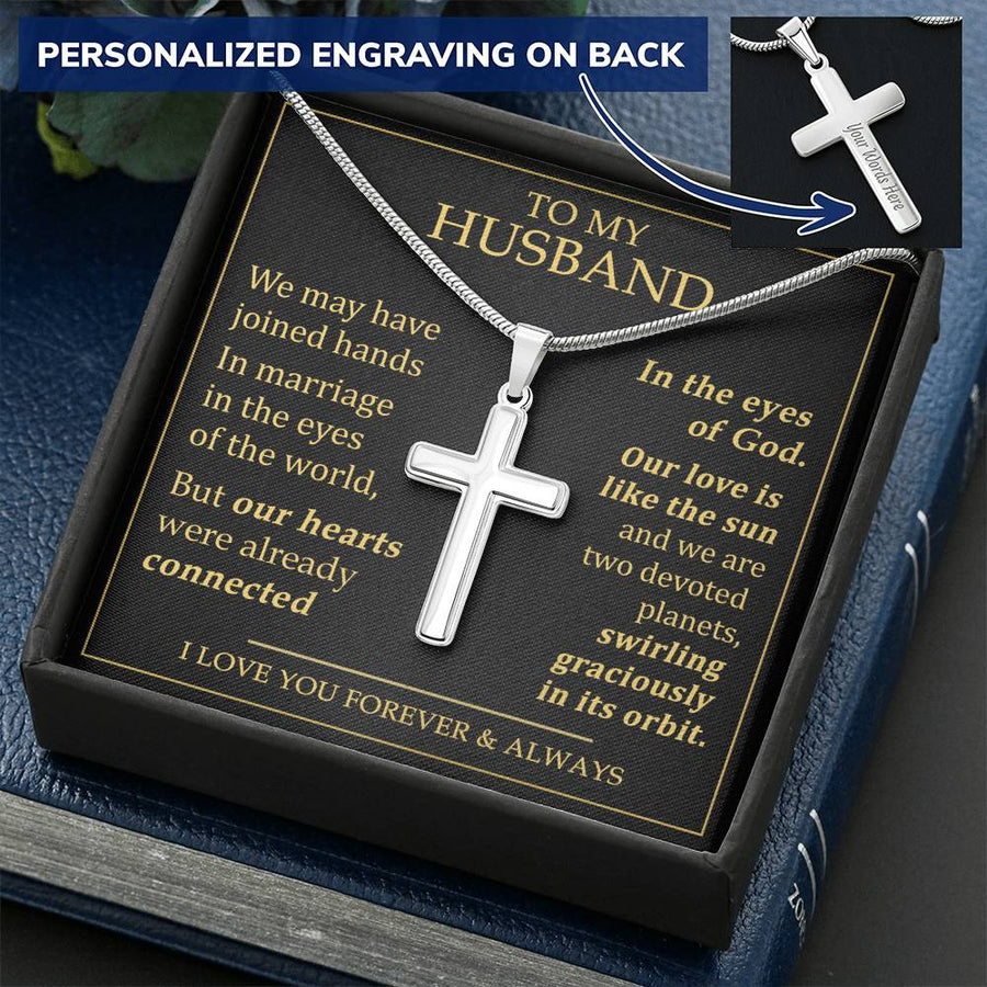 Personalized Love Like Sun Stainless Steel Cross Necklace Engraved Perfect Anniversary Gift for Husband