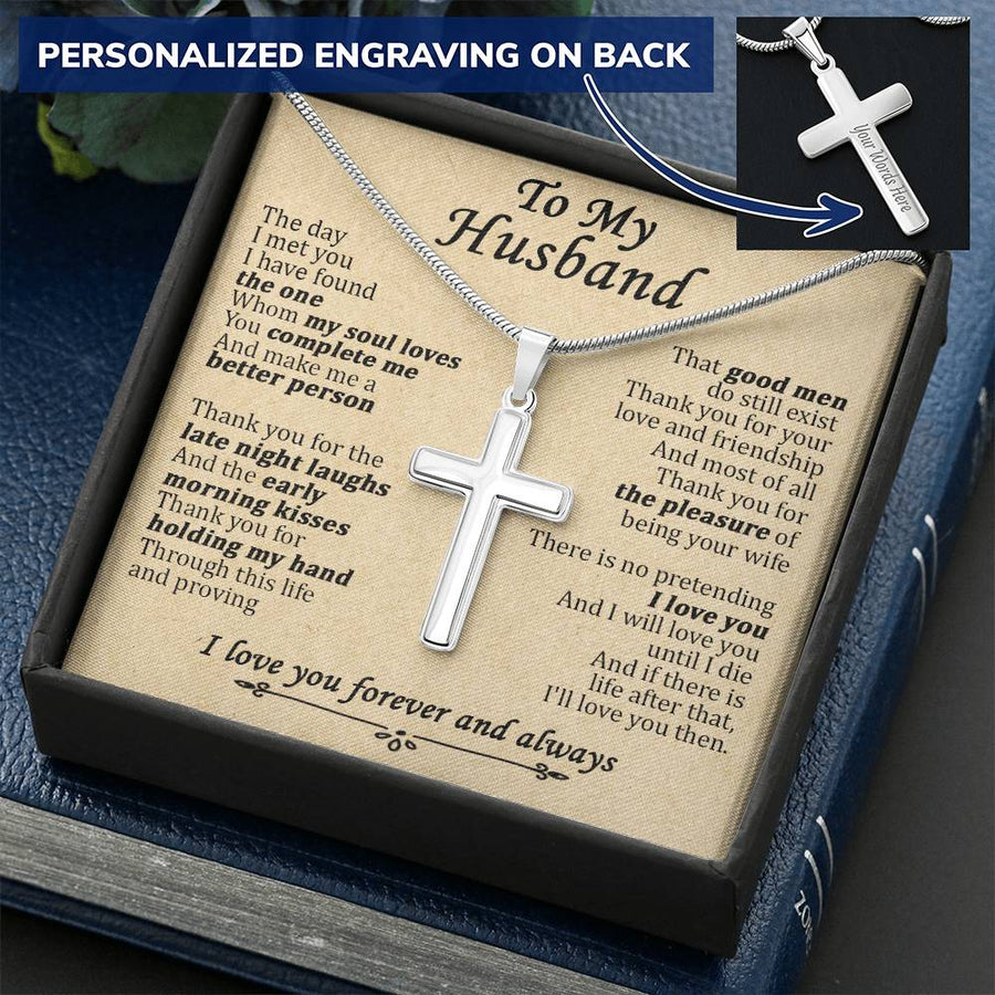 Personalized My Soul Loves You Complete Me Stainless Steel Cross Necklace Engraved Perfect Anniversary Gift for Husband