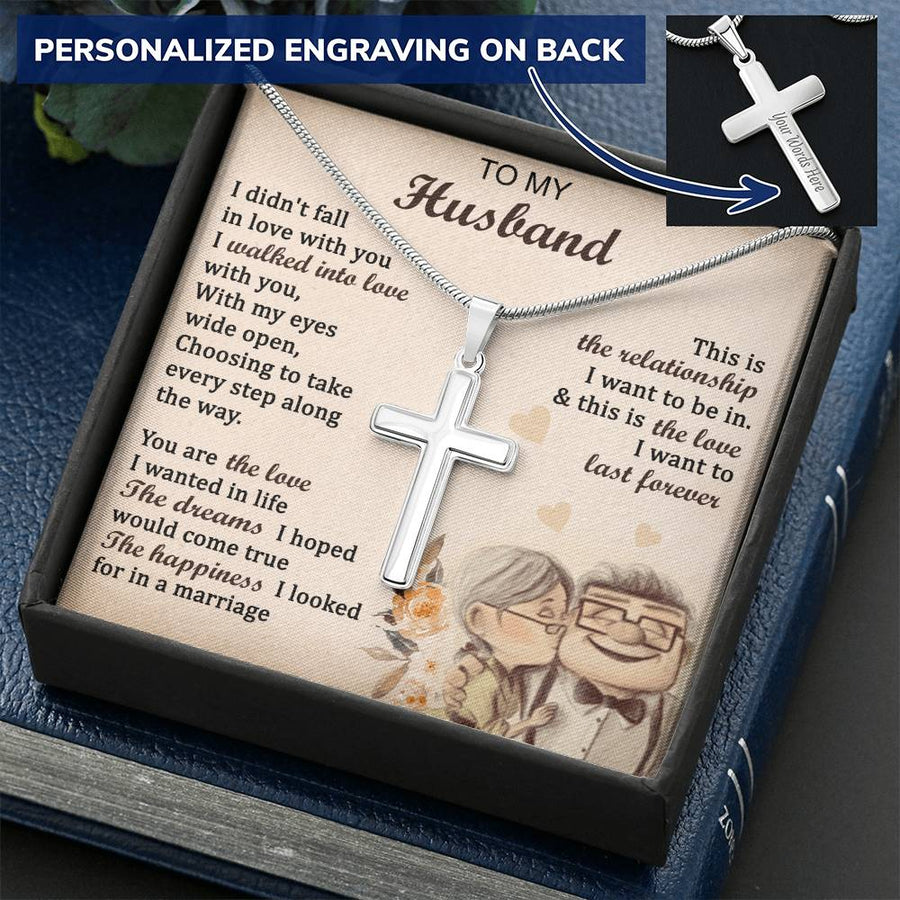 Personalized This Is the Relationship I Want to Last Forever Stainless Steel Cross Necklace Engraved Perfect Anniversary Gift for Husband