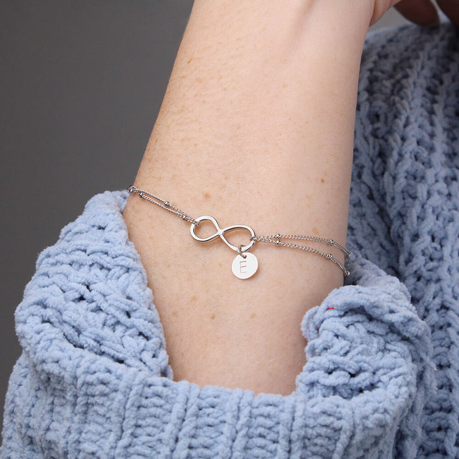 Christmas Gift for Granddaughter Hand-stamped Infinity Charm Bracelet