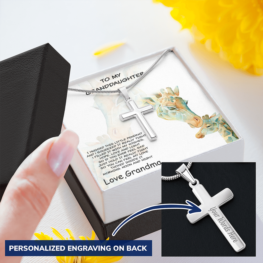 Granddaughter Personalized Cross Pendant Necklace