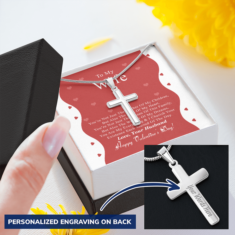 To My Wife Personalized Cross Necklace