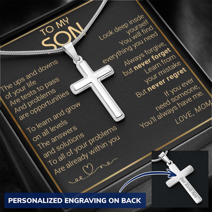 Gift For Son - Never Regret - Cross Necklace