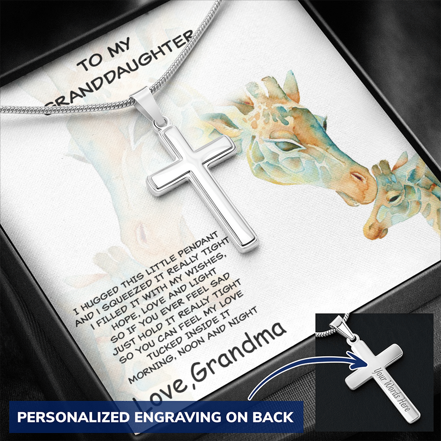 Granddaughter Personalized Cross Pendant Necklace