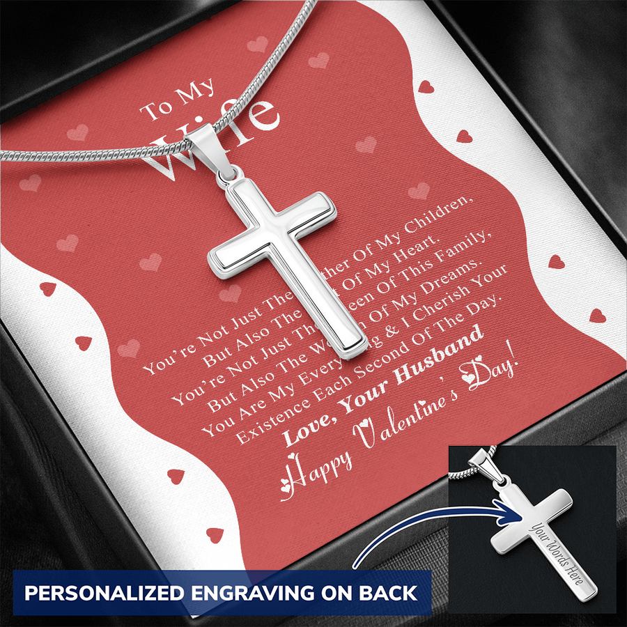 To My Wife Personalized Cross Necklace