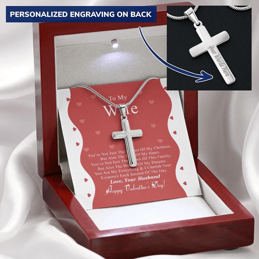 To My Wife Personalized Cross Necklace