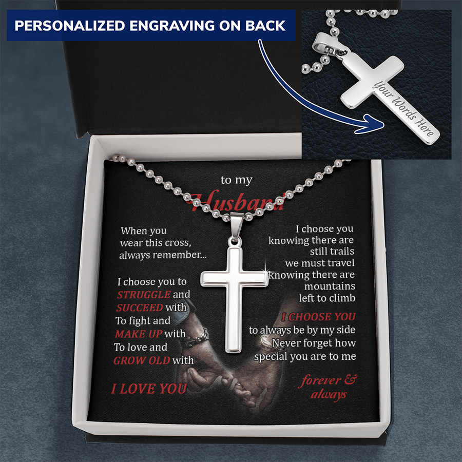 To My Husband Cross Necklace, Cross For Man, Husband Birthday Gift, Valentine Gift