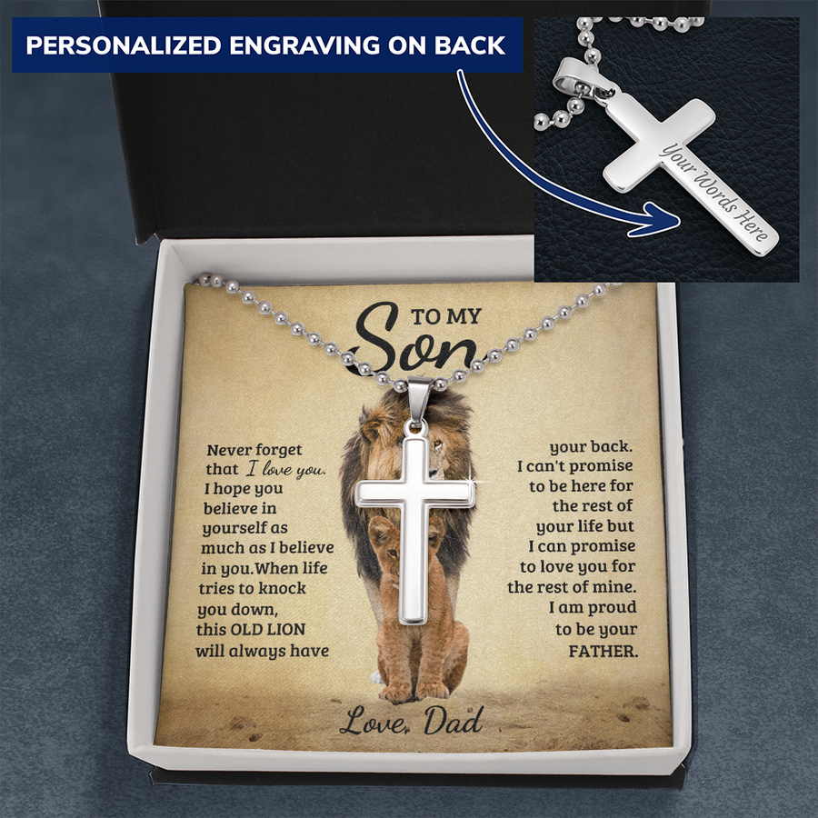 To My Son Necklace, Cross Necklace To Son From Dad, Christmas Gift To Son
