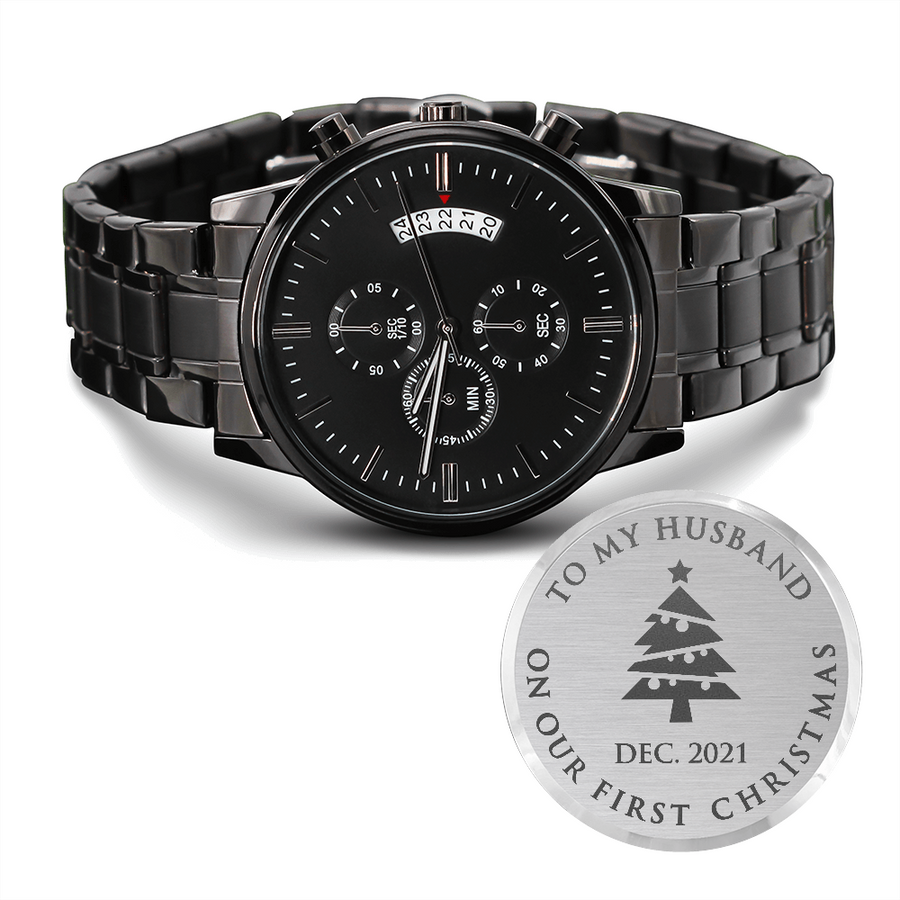 First Christmas Husband's Engraved Luxury Chronograph Watch