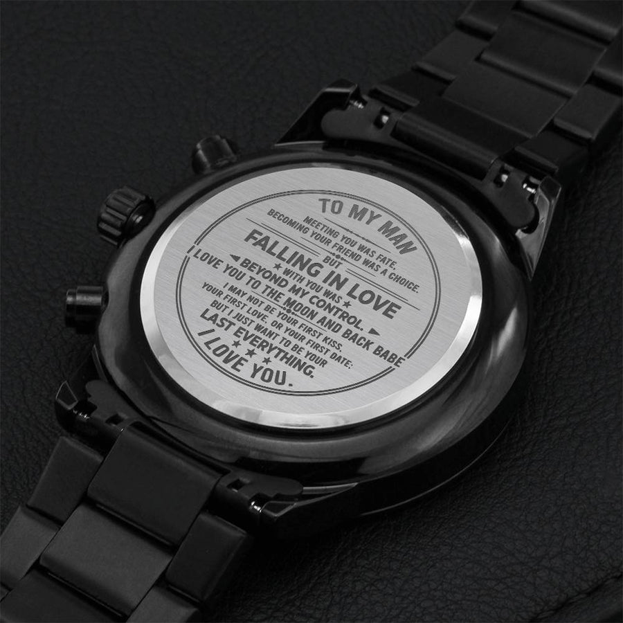 Gift For Your Man - To The Moon And Back - Watch Engraving Chronograph Watch