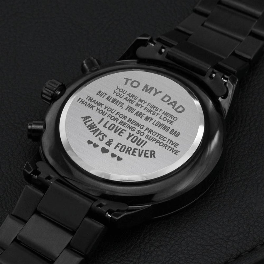 To My Dad Engraving Chronograph Watch