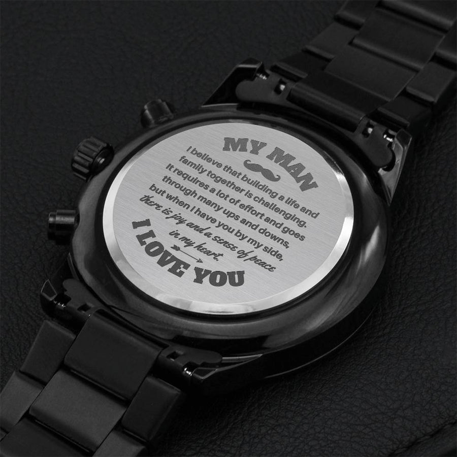 Sense Of Peace In My Heart Engraving Chronograph Watch
