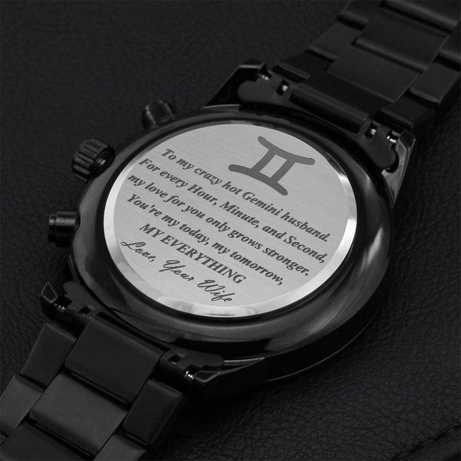 Gemini Husband Stainless Steel Watch Engraving Chronograph Watch