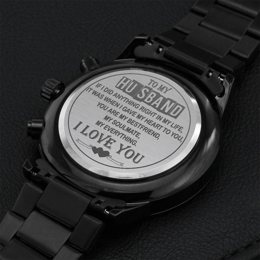 To My Husband Engraved Watch Gifts For Husband Anniversary Wedding Gift Birthday 1st Anniversary Gift For Husband Engraving Chronograph Watch