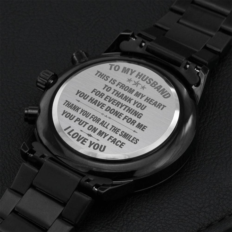 To My Husband Customize Watch Gift Engraving Chronograph Watch